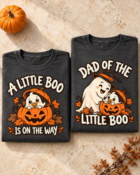 A Little Boo Is on the Way & Dad of the Little Boo Comfort Colors Tees