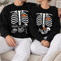 Halloween Skeleton Pregnancy Sweatshirt & Hoodie, Matching Couple Baby Announcement mockup 2