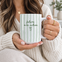 Personalized Striped Future Mrs Mug & Ornament – Custom Coffee Mug, Accent Mug, Bride-to-Be Engagement & Bridal Shower Gift