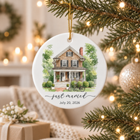 Custom Watercolor New Home Ornament l Personalized House Address Keepsake l Newly Wed Gift
