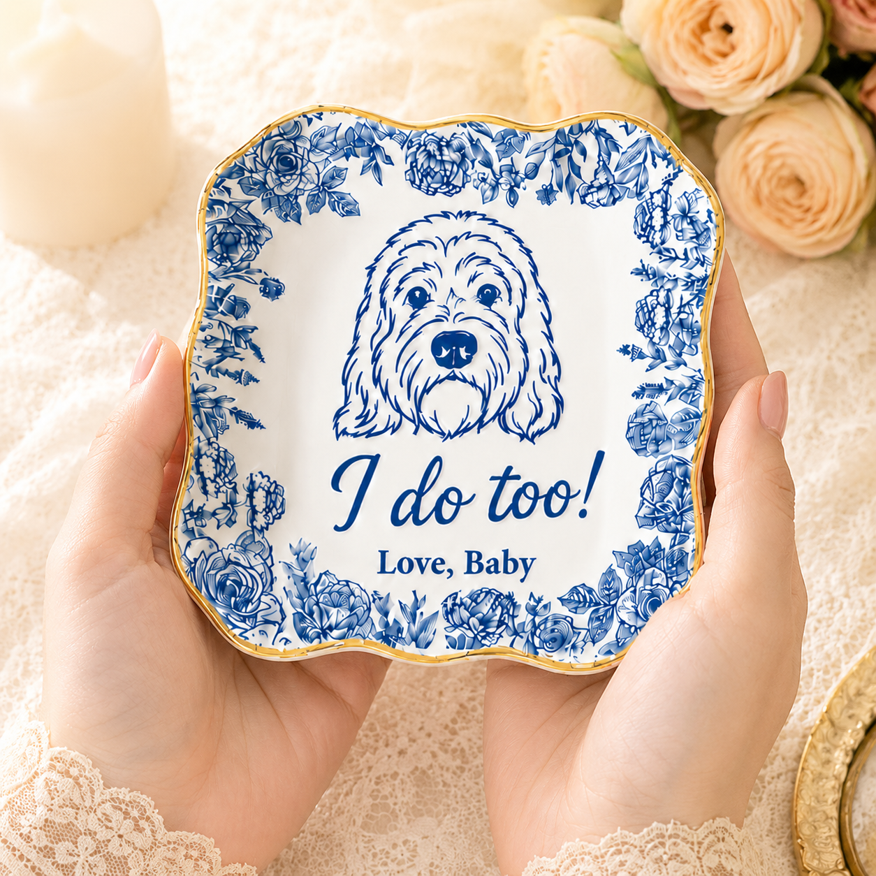 Personalize Pet Photo Wedding Jewelry Dish - Gift for Bride, Bridesmaid, Custom Bachelorette Trip, Bridal Shower Gift