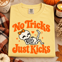 No Tricks Just Kicks Pregnancy Shirt – Cute Baby Skeleton Tee