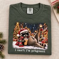 I Can’t I’m Pregnant Raccoon Shirt – Funny Christmas Mom To Be Tee