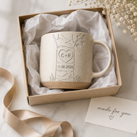 Personalized Engraved Couple Pottery Mug, Custom Carved Initials In A Heart Tree Mug, Wedding Gift, Engagement Gifts, Newlywed Gift