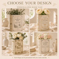 Personalized Love Story Book Vase, Custom Wedding Gift for Couple, Bridal Shower Gift