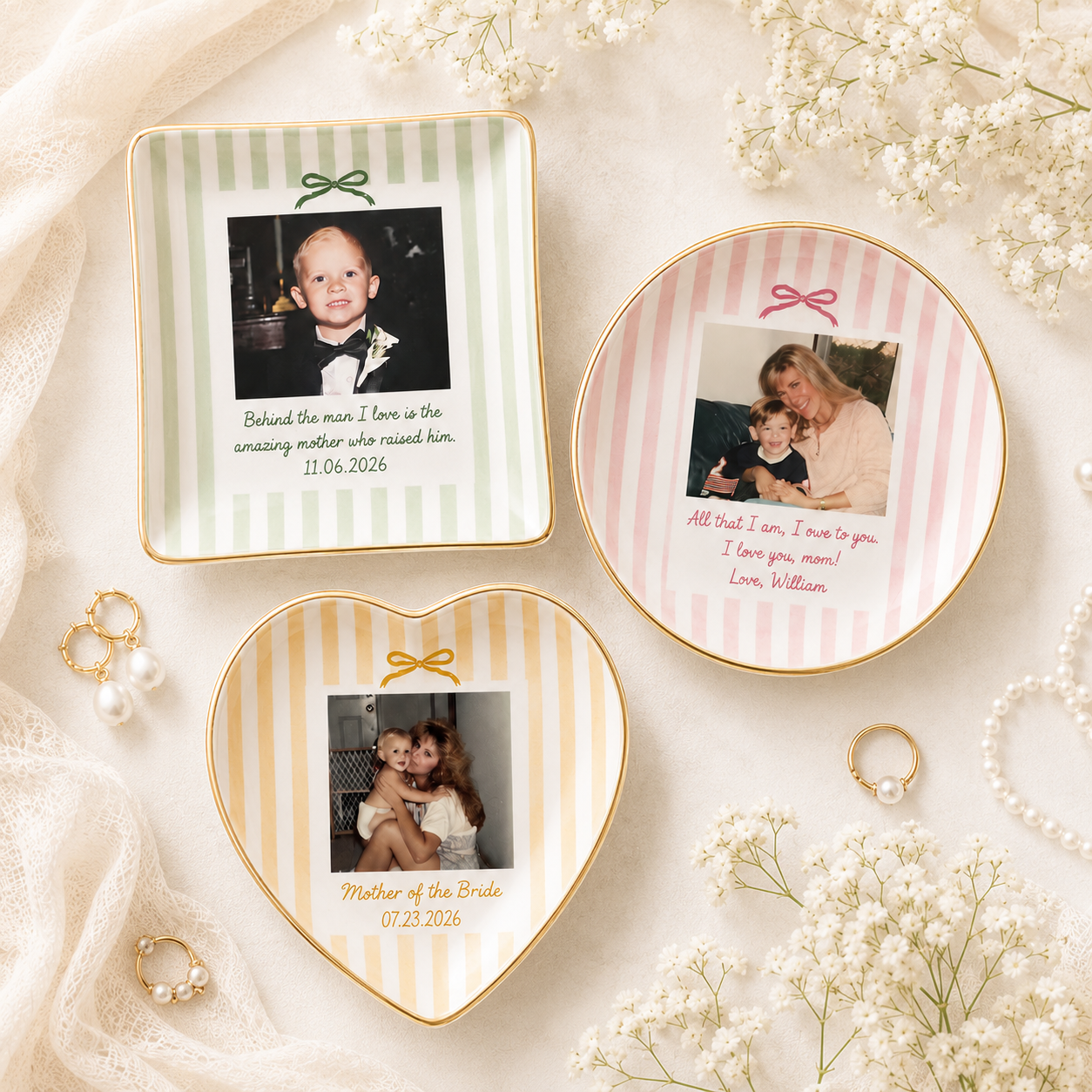 Custom Photo Jewelry Dish for Mom, Mother of the Bride or Groom Wedding Gift