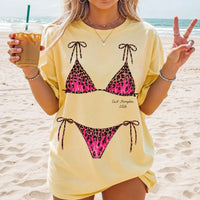 Custom Bachelorette Party Bikini Shirt, Brides Bridesmaids Leopard Flame Bikini Blend Tee