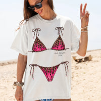 Custom Bachelorette Party Bikini Shirt, Brides Bridesmaids Leopard Flame Bikini Blend Tee