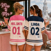 Personalized Wedding Party Jersey, Funny Cat Bridal Shirt, Custom Name & Number Football Tee, Bachelorette Crew Top