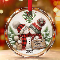 Personalized First Christmas as Mr and Mrs Ornament, Custom Couple Names and Year, Newlywed Wedding Gift