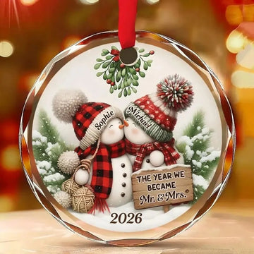 Personalized First Christmas as Mr and Mrs Ornament, Custom Couple Names and Year, Newlywed Wedding Gift