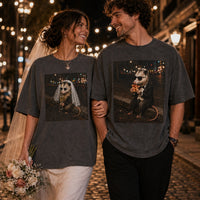 Comfort Colors® Bride and Groom Opossum Photo Wedding Shirt, Funny Mr And Mrs Matching Tees, Newlywed Honeymoon Couples Tshirt, Bride Groom Gift
