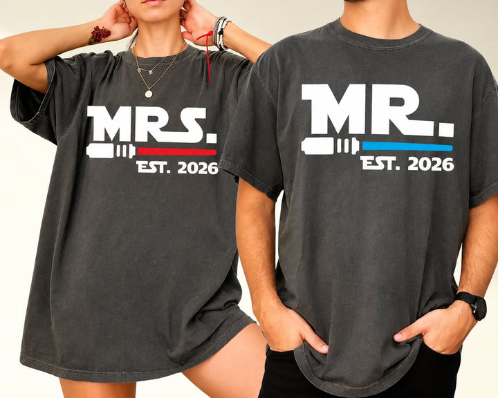 Comfort Colors® Custom Mr. And Mrs. Shirt, Couple Shirt, Honeymoon Shirts, Just Married, Husband And Wife