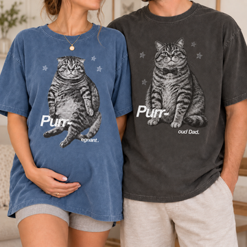 Purr-fectly Pregnant Cat Couple Shirts, Proud Dad Matching Tee, Funny Pregnancy Announcement Shirt, Expecting Parents Gift