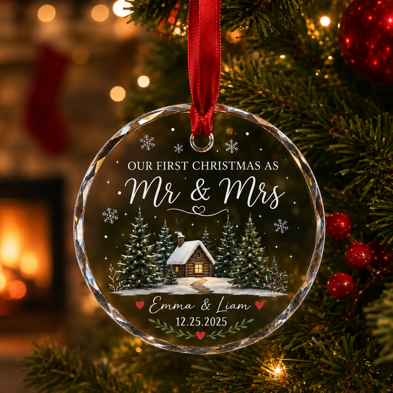Personalized First Christmas Married Ornament, Custom Mr and Mrs Keepsake, Newlywed Gift, Couple Ornament