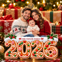Personalized Christmas Family Gingerbread Custom Shaped Acrylic Ornament – Custom Photo Christmas 2026 Gift
