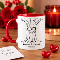 Personalized Heart Tree Couple Mug, Custom Ceramic Coffee Mug, Anniversary Gift For Couple, Wedding Or Bridal Shower Gift, Mr And Mrs Mug