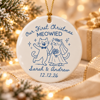 Personalized First Christmas Meowied Ceramic Ornament – Newlywed Couple Gift