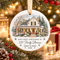 Personalized New Home Ornament – First Christmas House Portrait