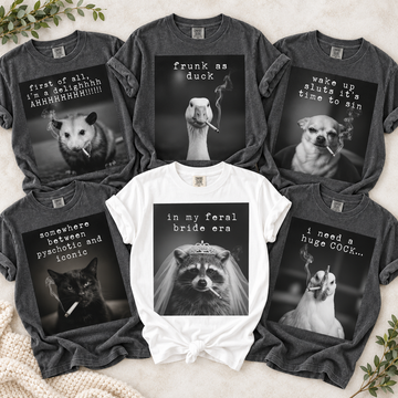 Funny Sarcastic Animal Bachelorette Shirts, Matching Smoking Bride & Crew Tees, Animal Meme Girls Trip Party Shirts