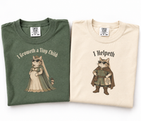 Funny Cat Pregnancy Couple Shirts for Expecting Parents, Medieval Cat Mom Dad Matching Tees, Pregnancy Announcement Gift