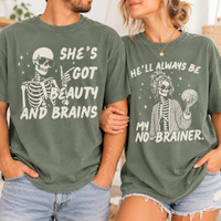 Funny Couples Skeleton Comfort Colors Shirts – Halloween Couple Gift