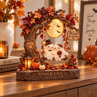 Personalized Til Death Ghost Couple Wooden Block, Custom Names & Wedding Date, Halloween Wedding Keepsake, Gothic Couple Gift
