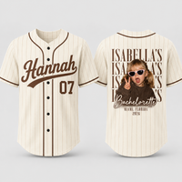 Personalized Bachelorette Baseball Jersey for Bachelorette Party, Custom Photo Bride Name Location Year & Number Shirt, Wedding Weekend Gift