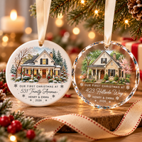 Personalized New Home Ornament – First Christmas House Portrait