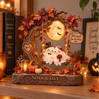 Personalized Til Death Ghost Couple Wooden Block, Custom Names & Wedding Date, Halloween Wedding Keepsake, Gothic Couple Gift