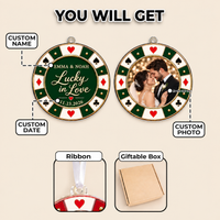 Custom Couple Wedding Anniversary Ornament,Photo Poker Chip Ornament,First Christmas Keepsake,Engagement Gift,Wedding Decor,Xmas Tree Decor