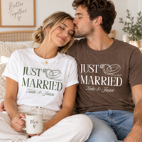Custom Just Married Shirt ,Matching Couples Shirt Honeymoon Tees Mr and Mrs Gift for Newlyweds