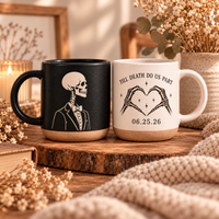 Personalized Skeleton Bride & Groom Mug, Till Death Do Us Part Wedding Cup, Custom Date Couple Mug, Gothic Wedding Gift
