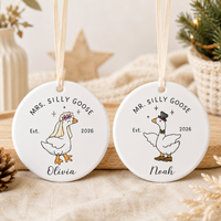 Personalized Mr and Mrs Silly Goose Mugs, Custom Couple Names Wedding Gift, Funny Newlywed Mug Set, Anniversary Gift