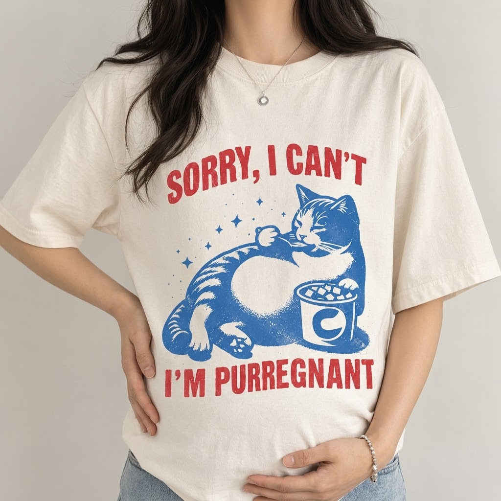 Sorry I Can’t, I’m Purregnant Cat Pregnancy Comfort Colors Tee
