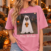 Personalized Raccoon Ghost Couple Shirts, Funny Halloween Matching Husband and Wife Tees