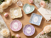 Personalized Toile Wedding Jewelry Dish, Custom Initials Ceramic Ring Dish image 2