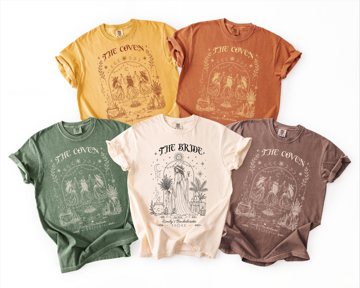 Personalized Witchy Bride & Coven Bachelorette Comfort Colors Tees image 2