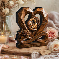 Personalized Couple Photo Infinity Heart Wooden Block, Custom Anniversary Gift image 2