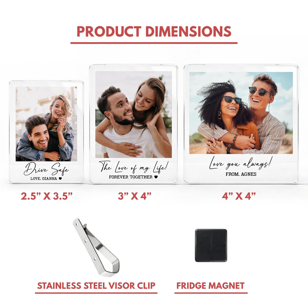 Personalized Couple Photo Car Visor Clip, Custom Drive Safe Keepsake image 2