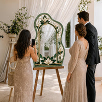 Emerald Green Floral Stained Glass Wedding Welcome Sign, Custom Couple Names, Text and Date, Personalized Reception Decor