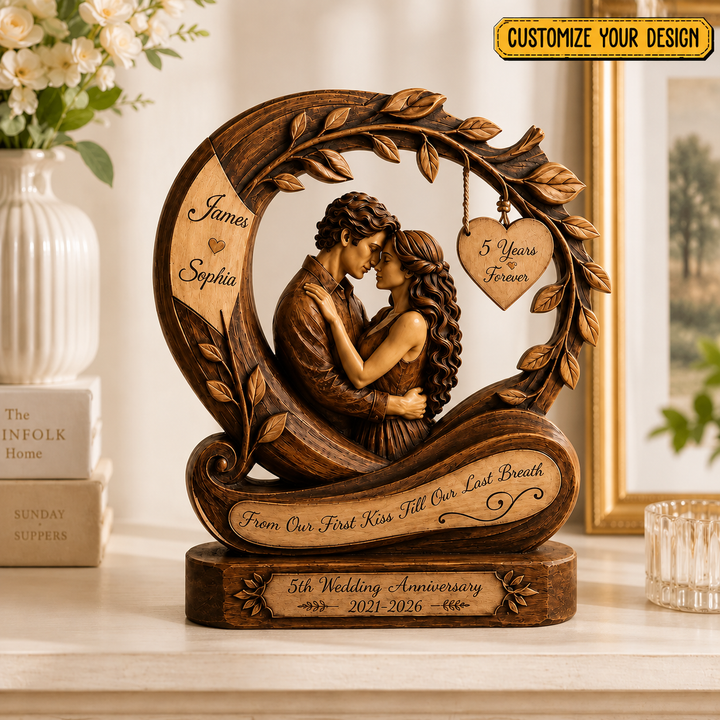Personalized Couple Photo Heart Wooden Block, Custom Name Heart Infinity Sign, Wedding Anniversary Gift, Love Sculpture Gift, Newlywed Gift