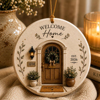 Personalized New Home Ornament: Custom Address, Family Name & Year Ceramic First Home Keepsake
