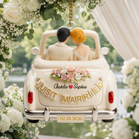 Personalized Just Married Car Ornament, Custom Names & Wedding Date, 2-Layer Acrylic Newlywed Gift