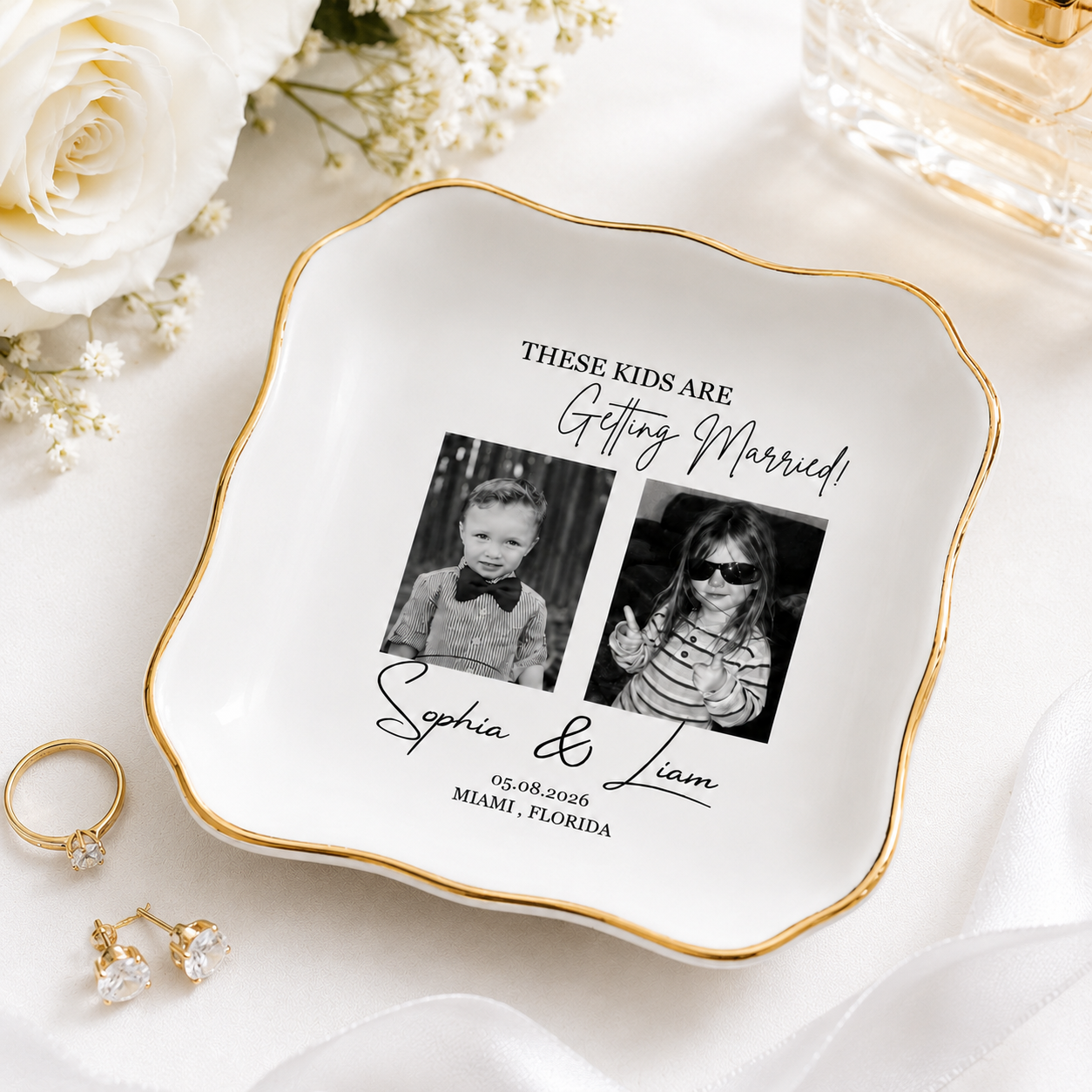 Personalized Photo These Kids Are Getting Married Wedding Jewelry Dish - Gift for Bride, Bridesmaid, Custom Bachelorette Trip, Bridal Shower Gift