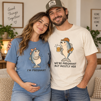 Funny Fish Pregnancy Couple Shirts for Expecting Parents, Matching Mom Dad Tees, Pregnancy Announcement Gift