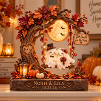 Personalized Til Death Ghost Couple Wooden Block, Custom Names & Wedding Date, Halloween Wedding Keepsake, Gothic Couple Gift