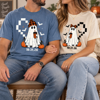 Custom Halloween Ghost Couples Shirt Personalized Spooky Wedding Date Matching Tees matt
