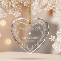 Happily Ever After Ornament, First Christmas Married Ornament, Married Keepsake Gift For Couples, Wedding Gifts, Married Christmas Ornament
