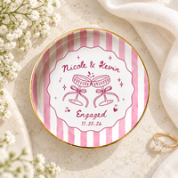 Personalized Engagement Ring Dish for Couple, Custom Names & Date Ring Holder, Bride to Be Gift, Wedding Ring Dish
